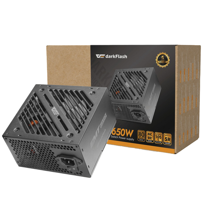DarkFlash EMT650 650W 80 Plus Bronze ATX Power Supply Black - 4711527005633