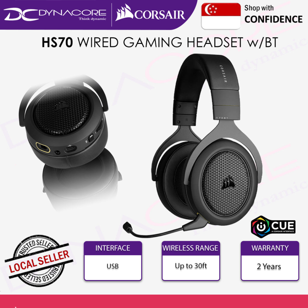Corsair HS70 Wired Gaming Headset with Bluetooth - 840006624462