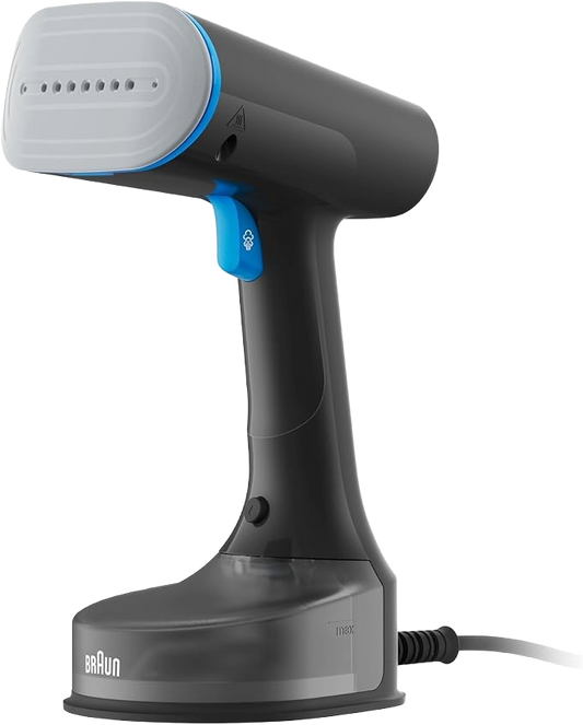 Braun QuickStyle 5 GS5031BL, Garment Steamer with Dual Plate FreeGlide 3D, Handheld Steamer with FastHeating, Steam 22 g/min, Capacity 150 ml, Cord 2.5m, 1200W, Black/Blue - 8021098003935