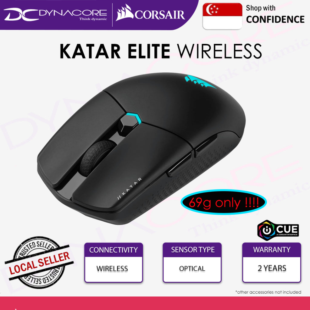 Corsair Katar Elite Wireless 69g Gaming Mouse - 840006657538