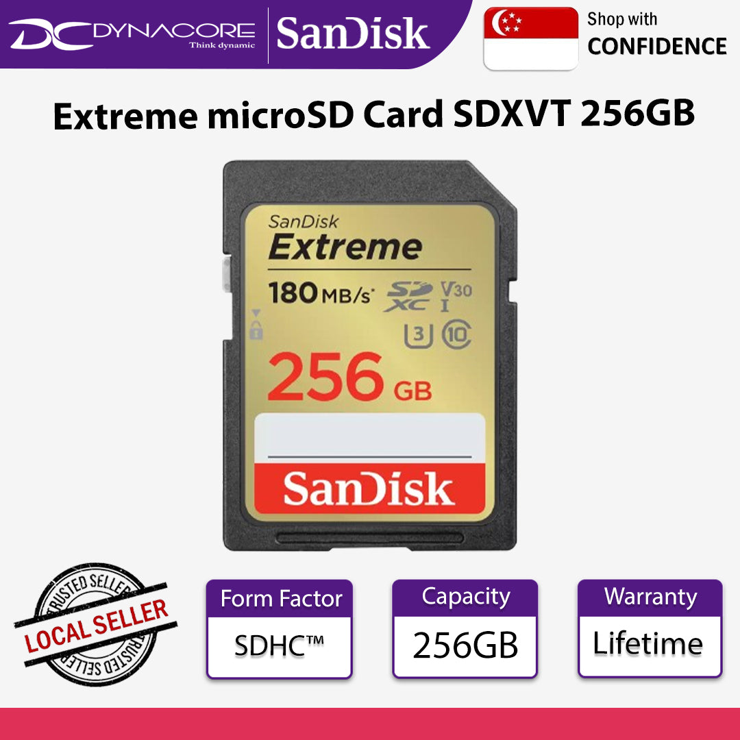 SanDisk Extreme microSD Card SDXVT 256GB - 619659188948