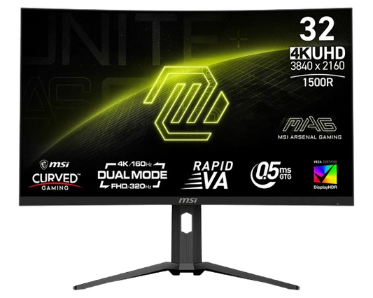 MSI MAG 321CUPDF 32 Inch UHD Curved Gaming Monitor - 1500R 3840 x 2160 Rapid VA Panel, Dual Mode / 0.5ms DP 1.HDMI 2 - MSIMAG321CUPDF