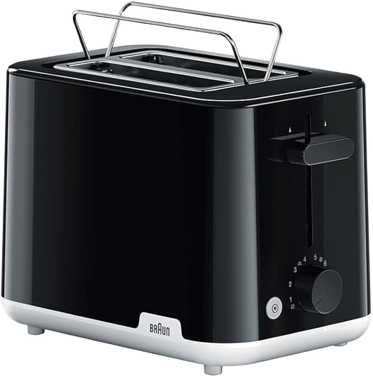 Braun Breakfast1 HT1010BK - 2-Slice Toaster with warming rack, Black - 8021098760142