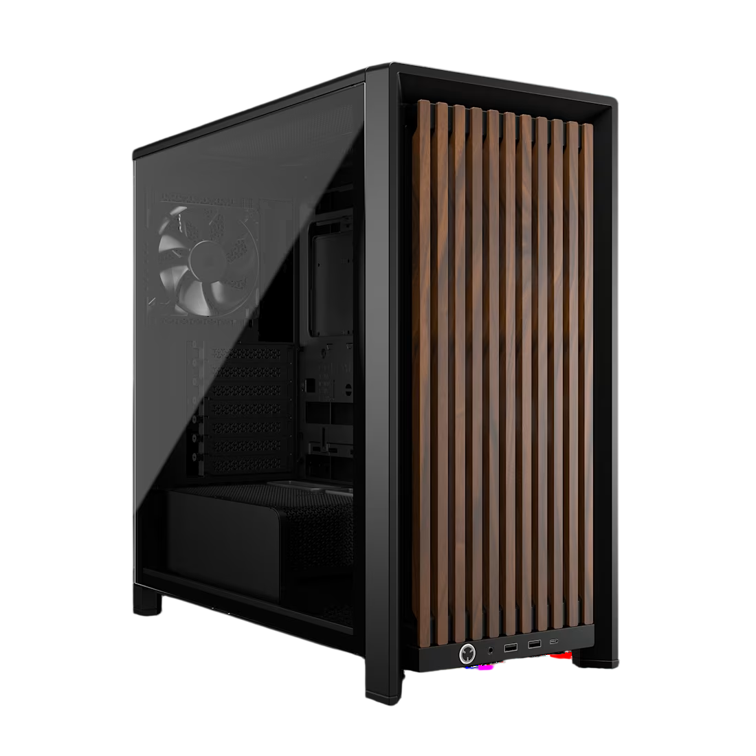Corsair FRAME 4000D WOOD RS Modular Mid-Tower PC Case - Black and Walnut - CS-CC-9011340-WW