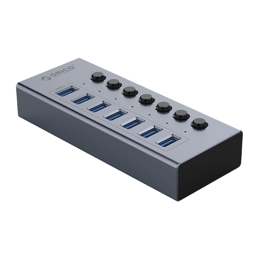 ORICO BT2U3-7AB 7 Ports USB Aluminum Alloy Power Hub USB3.0 with Individual Switches and Power - 6954301174325
