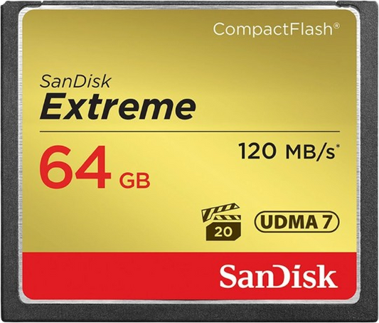 SanDisk Extreme CompactFlash Memory Card CFXSB 64GB - 619659123710