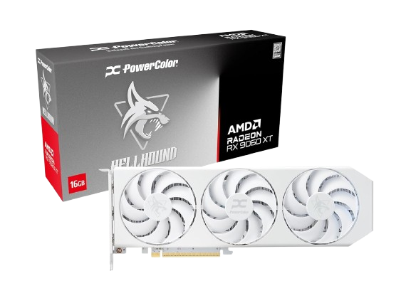 PowerColor Hellhound Spectral White AMD Radeon RX 9060 XT 16GB GDDR6 Graphics Card - 4713436176053