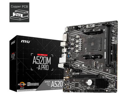 MSI A520M-A PRO AMD mATX Motherboard - 4719072749927