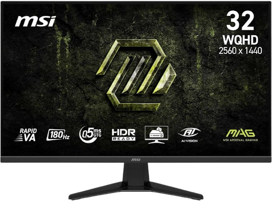 MSI MAG 325QF E18V 32" WQHD Gaming Monitor -Rapid VA 2560 x 1440 Panel, 180 Hz /0.5 ms, HDR Ready, Eye Care,HDMI - MSIMAG325QFE18V