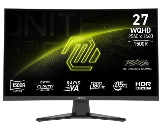 MSI MAG 275CQF E18 27" WQHD (2560x1440) 180Hz 0.05ms GTG Rapid VA Curved Gaming Monitor - MSIMAG275CQFE18