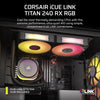 Corsair iCUE LINK TITAN 240 RX RGB AIO Liquid CPU Cooler with RX120 RGB fans - Black - 840006685418