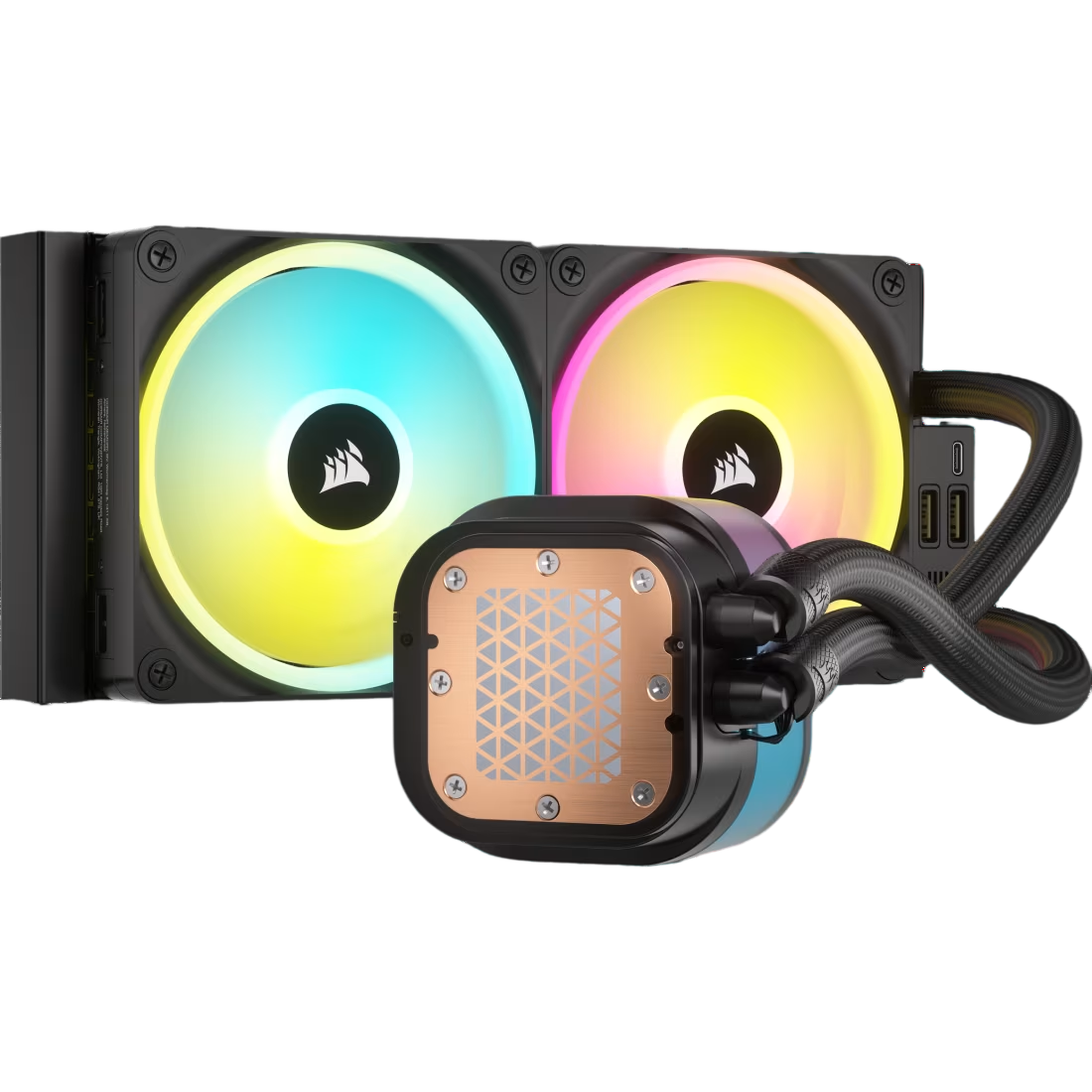Corsair iCUE LINK H100i QX120 RGB Fans 240mm Radiator LCD Liquid CPU Cooler - 840006665885