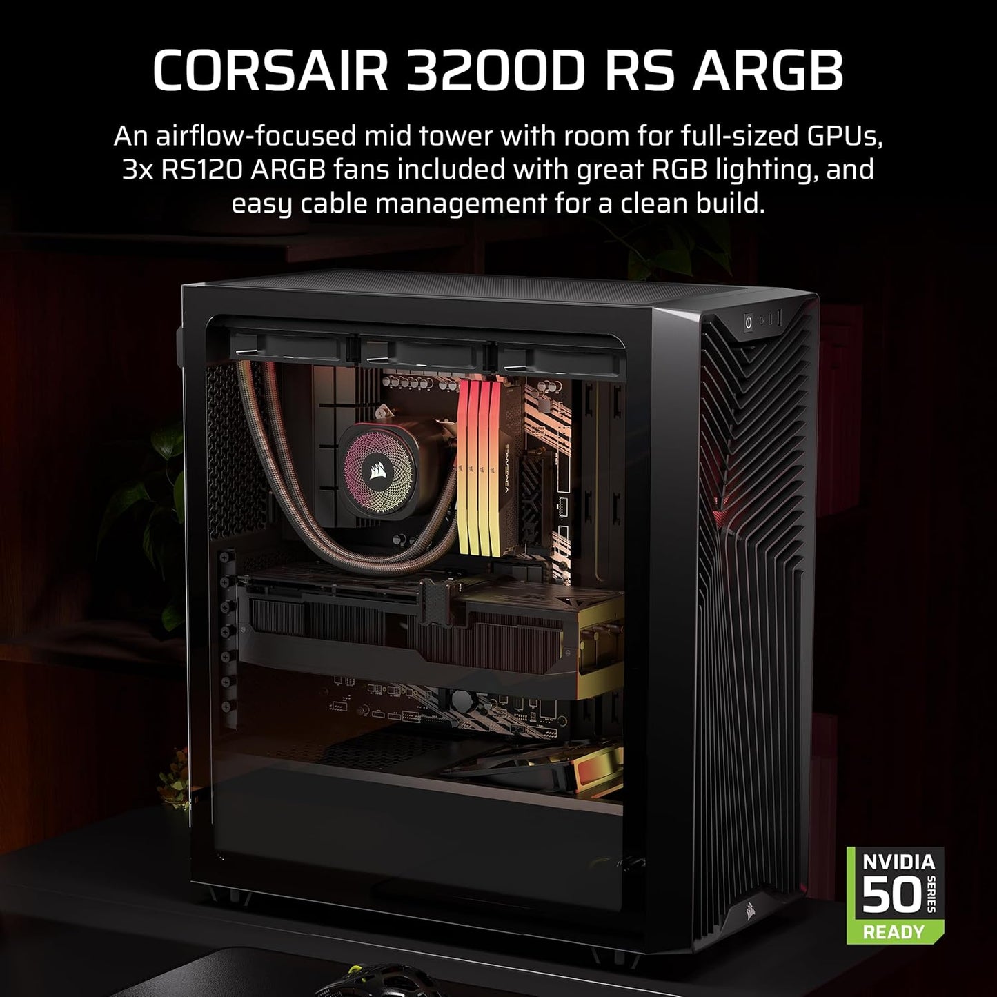 Corsair 3200D RS ARGB Mid-Tower PC Case - Black - CC-9011344-WW