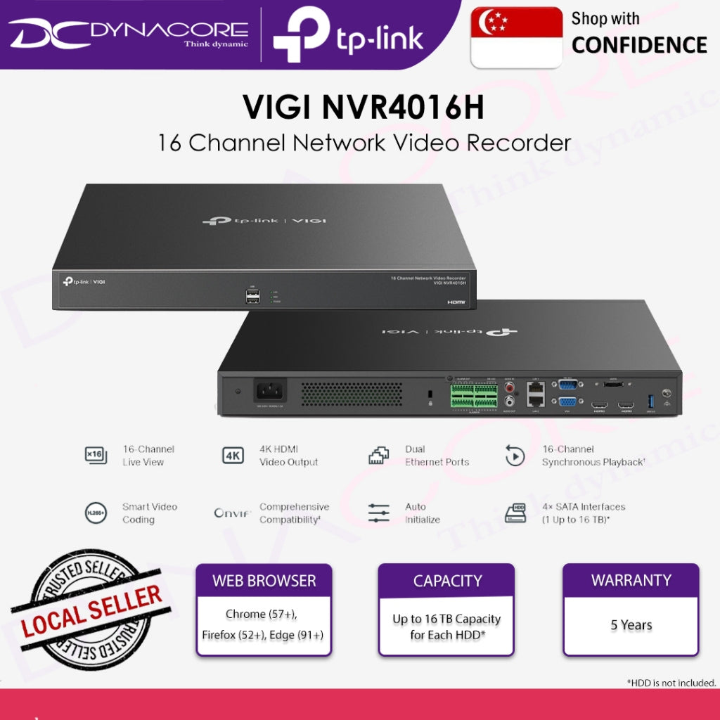 TP-LINK VIGI NVR4016H VIGI 16 Channel Network Video Recorder - 8885020623666