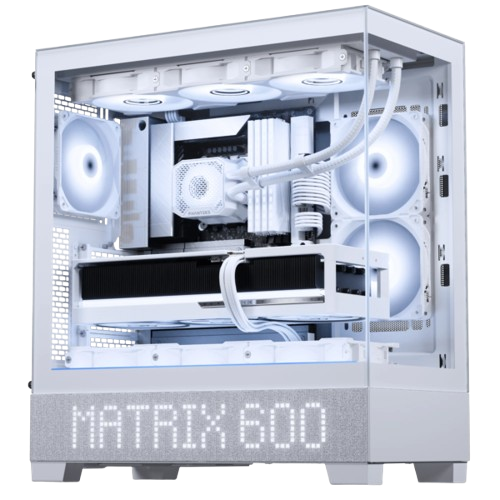 Phanteks XT View LED Matrix Mid-Tower ATX Gaming PC Case Tempered Glass - Black / White