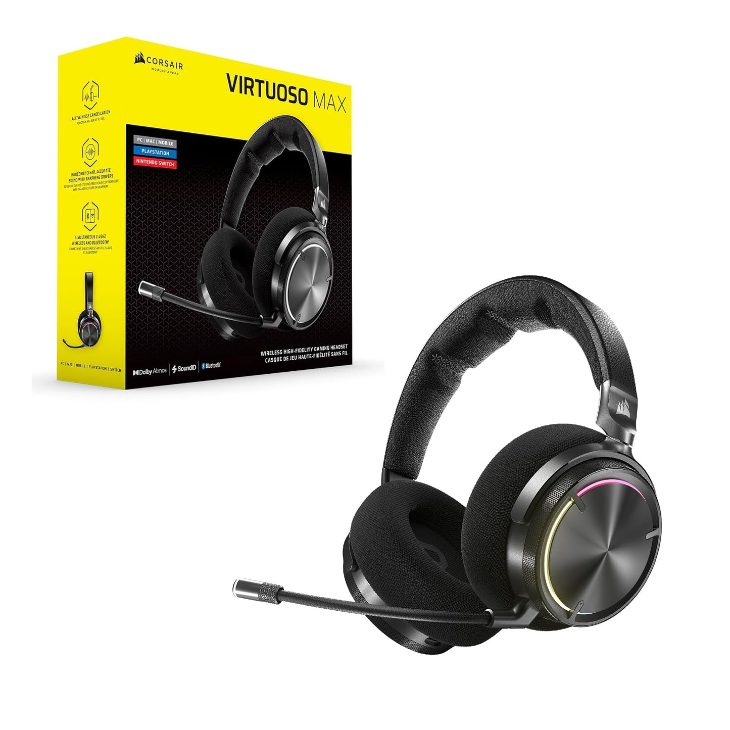 Corsair Virtuoso Max Wireless and Bluetooth Gaming Headset - Carbon - 840440484615