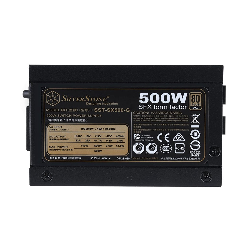 SilverStone SST-SX500-G V1.1 with silent 92mm Fan & Japanese Capacitors | 500W SFX Full Modular, 80+ Gold PSU - 4710679810898