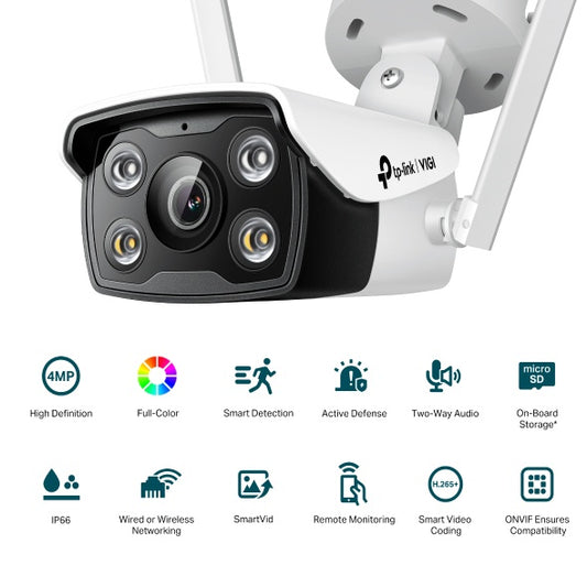 TP-Link VIGI C340-W VIGI 4MP Outdoor Full-Color Wi-Fi Bullet Network Camera 24h Full-Color - 4897098683675