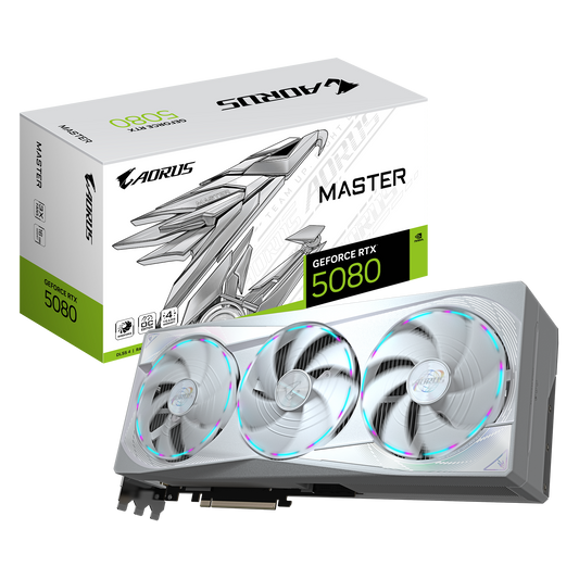 GIGABYTE GEFORCE RTX5080 AORUS MASTER ICE 16GB TRIPLE FAN GDDR7(4YRS REG) - 4719331355692