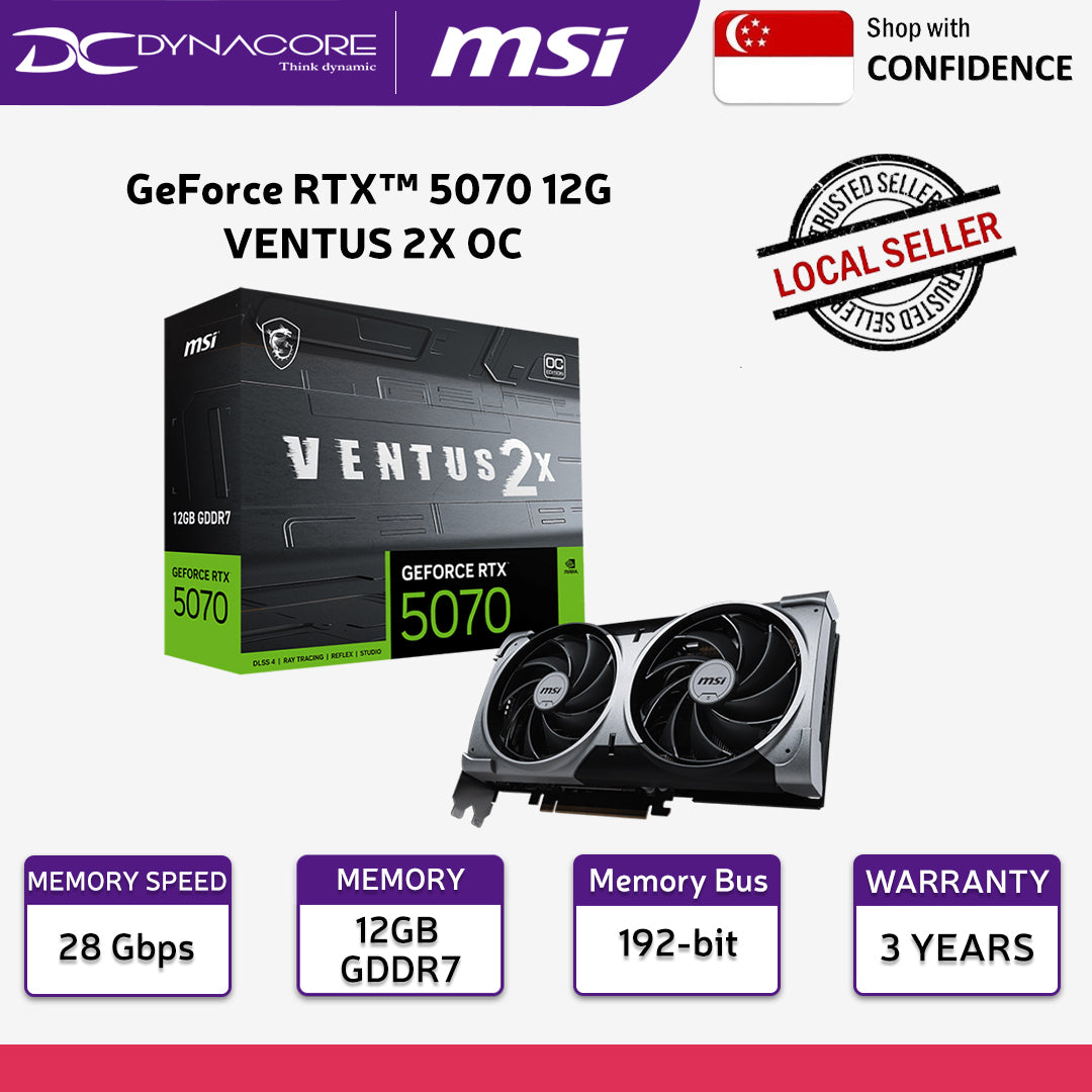 MSI GEFORCE RTX5070 12GB VENTUS 2X OC TWIN FAN GDDR7