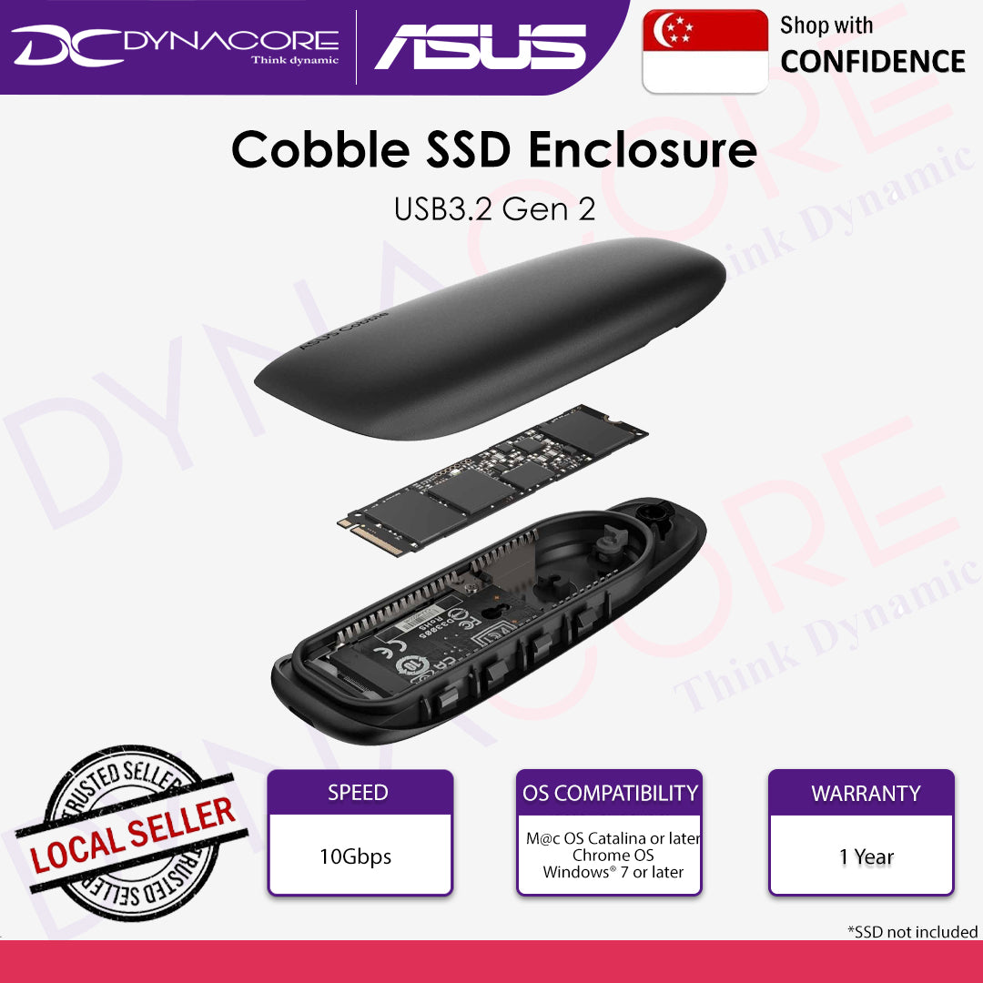 ASUS ESD-A1A Cobble SSD Enclosure - USB-C® 3.2 Gen 2x1, 10Gbps BLACK / GRAY - 4711387683507 / 4711387683569