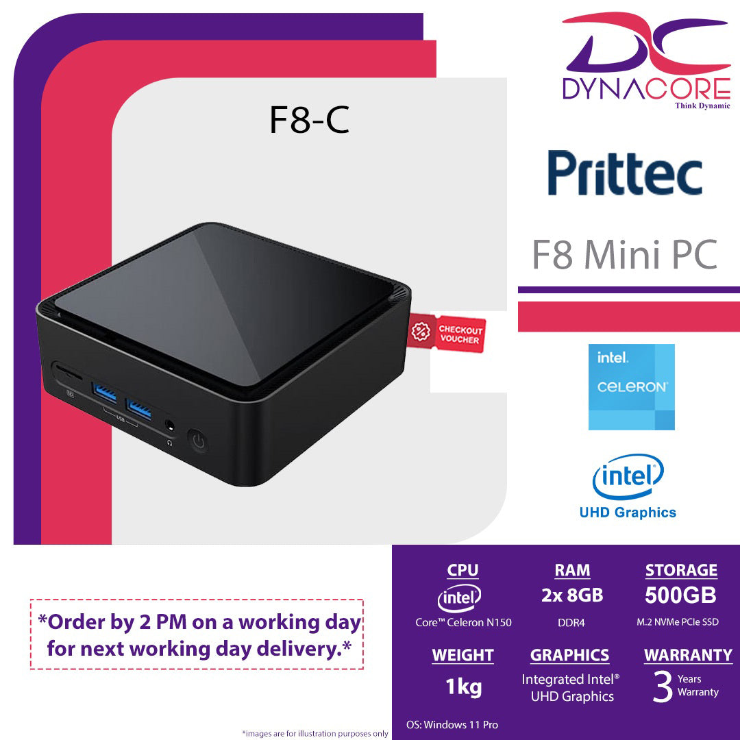 PRITTEC F8C MINIPC COMPLETE SET (N150/16GB x1DDR4/500G/WIN 11-PRO/WIFI5) - 4711530290095
