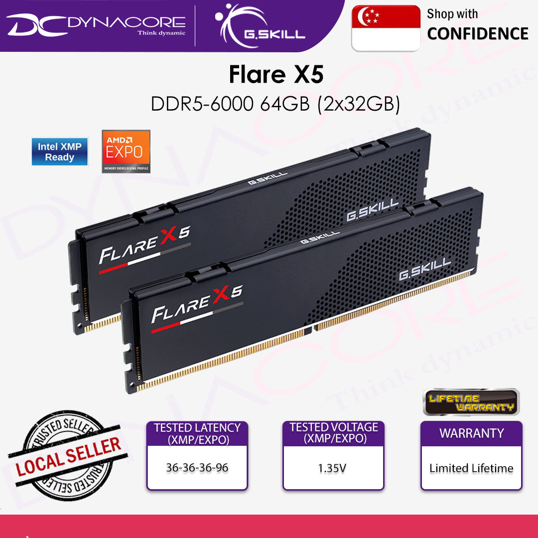 G.SKILL FLARE X5 DDR5 6000MT/s 64GB(32GBx2) CL36 1.35V AMD/INTEL KIT(LLT) - 4713294237637