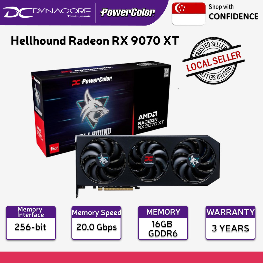 PowerColor Hellhound Radeon RX 9070XT 16GB OC GDDR6 Graphics Card - RX9070 / 9070XT - 4713436175742