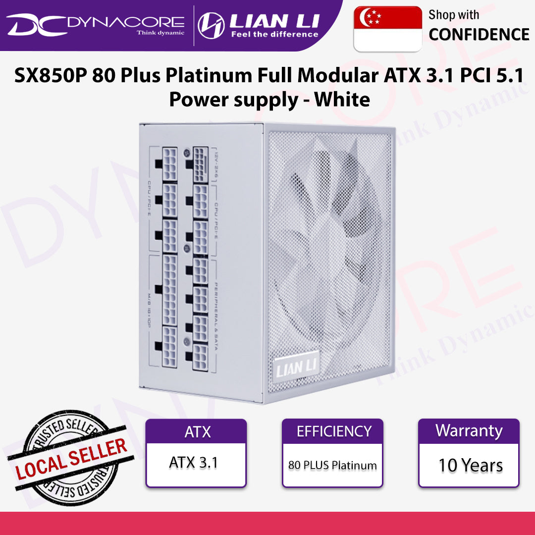 Lian Li SX850P 80 Plus Platinum Full Modular ATX 3.1 PCI 5.1 Power supply - White - 4718466021021