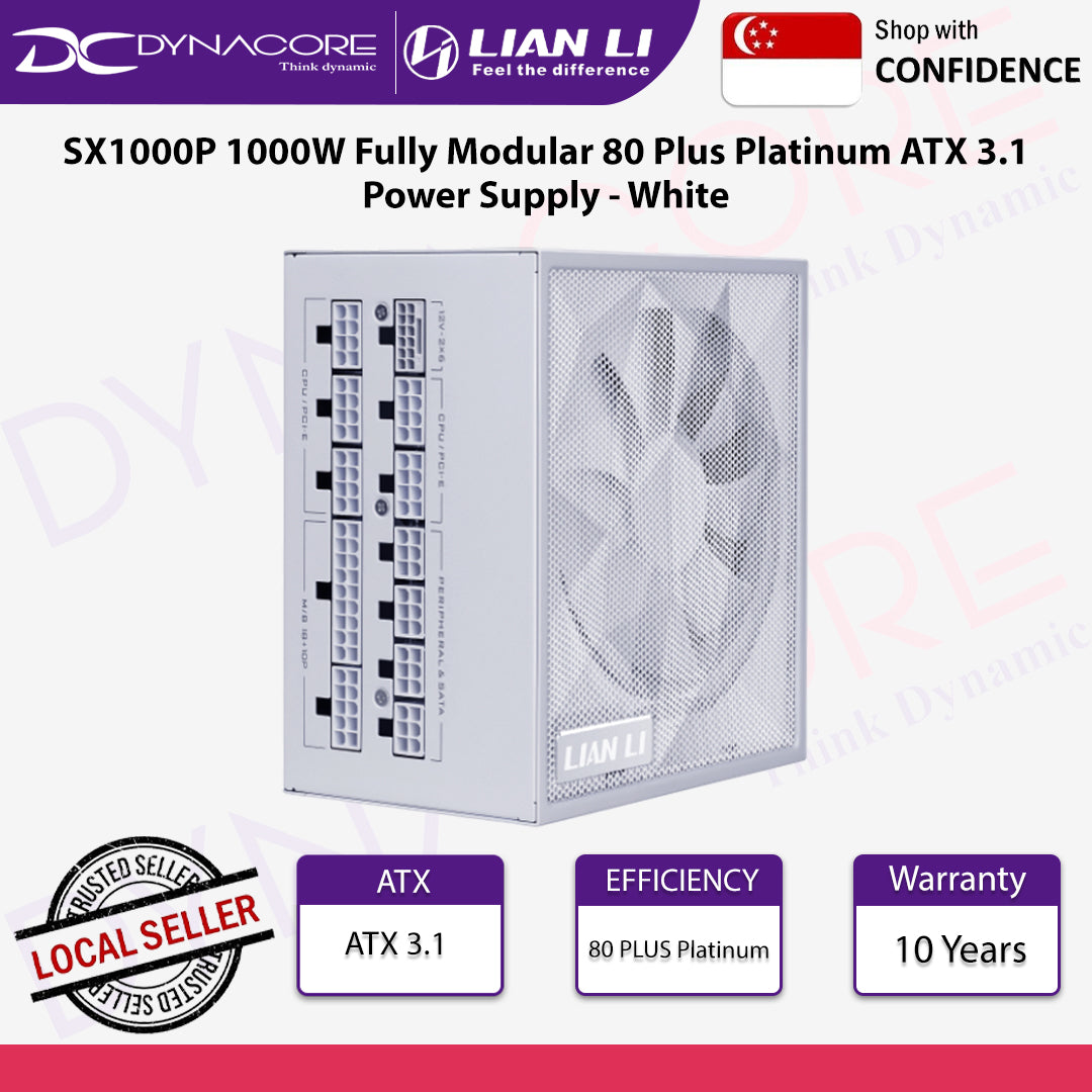 Lian Li SX1000P 1000W Fully Modular 80 Plus Platinum ATX 3.1 Power Supply - White - 4718466021182