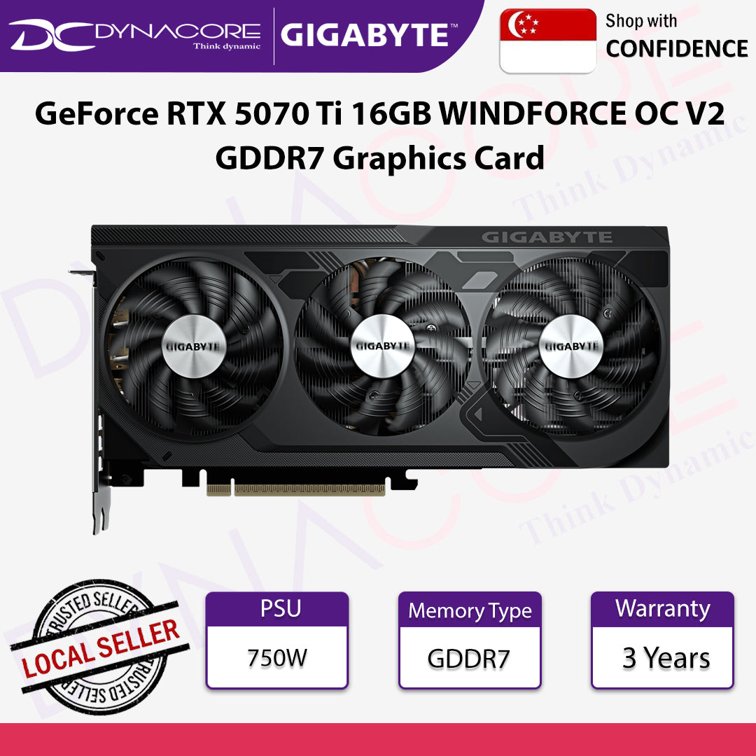 Gigabyte GeForce RTX 5070 Ti 16GB WINDFORCE OC V2 GDDR7 Graphics Card - 4719331357023