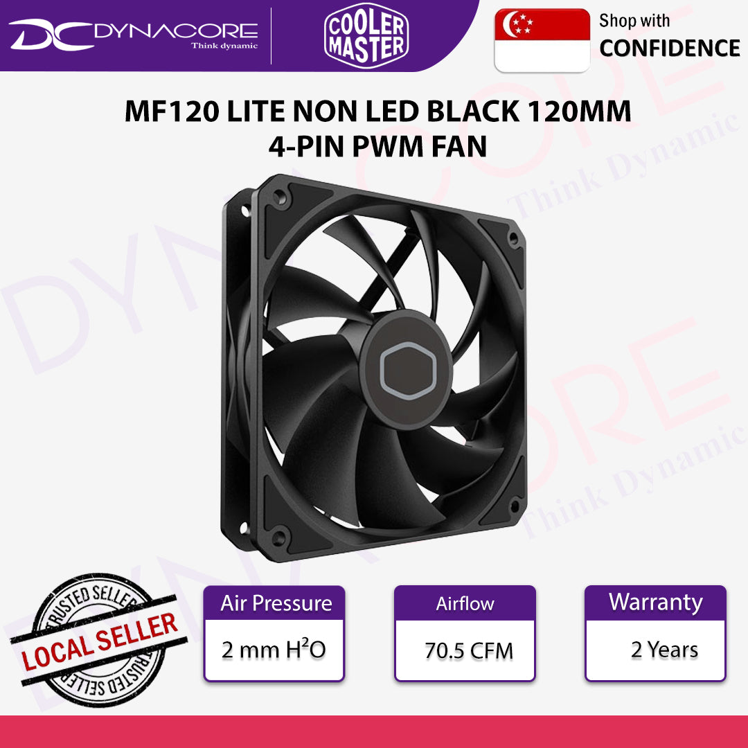 Cooler Master MF120 Lite NON LED BLACK 120MM 4-PIN PWM Case Fan - 4719512154892