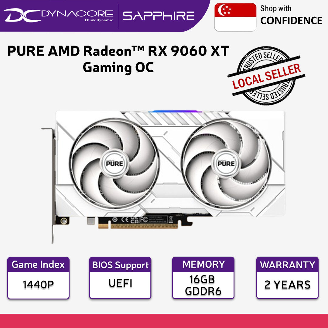 Sapphire PURE AMD Radeon RX9060XT Gaming OC 16GB GDDR6 Graphics