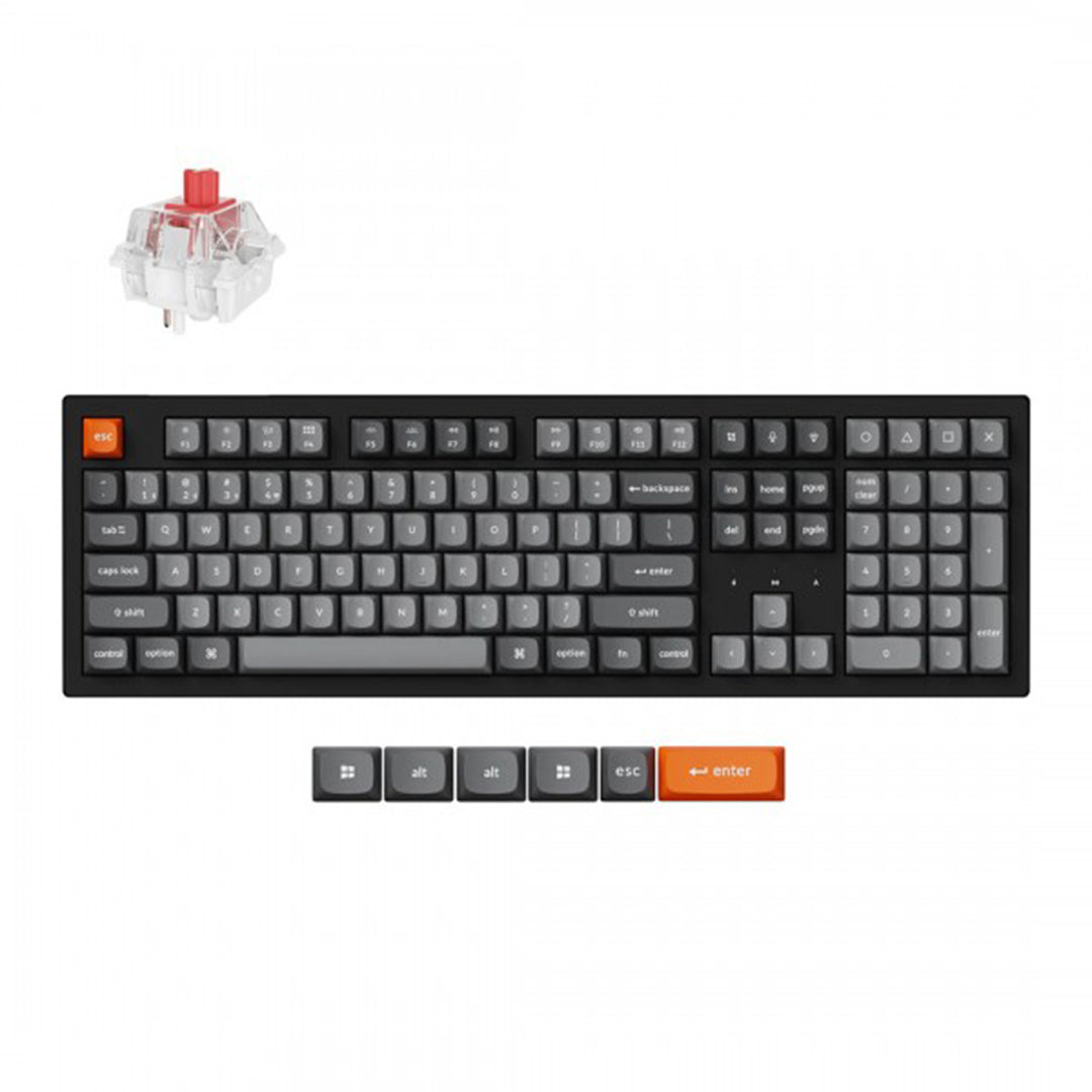 Keychron K10 Max QMK Wireless Hot Swappable Mechanical Gaming Keyboard - Black - Fully Assembled - Super Red Switch - 4895248884569