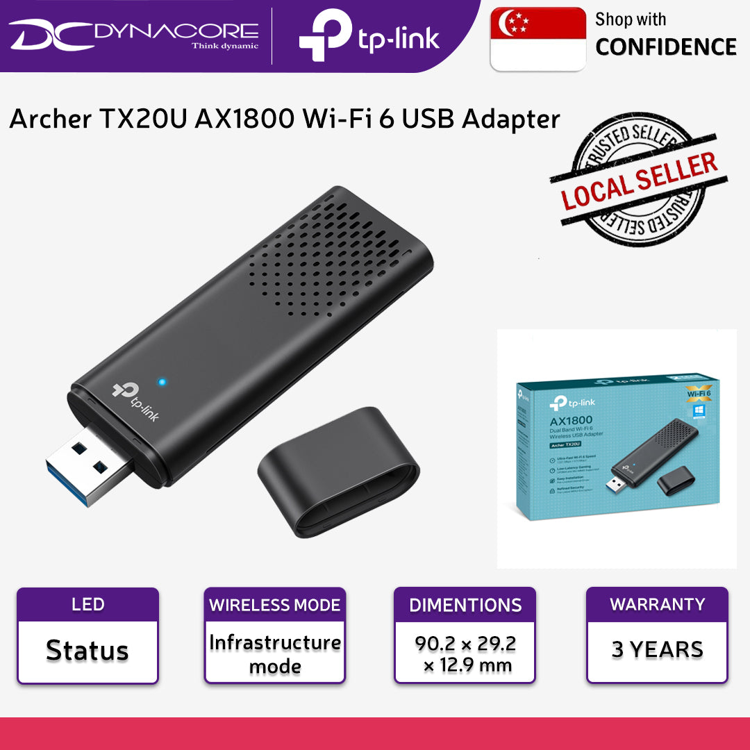 TP-Link Archer TX20U AX1800 Dual Band Wi-Fi 6 Wireless USB Adapter - 4895252503487
