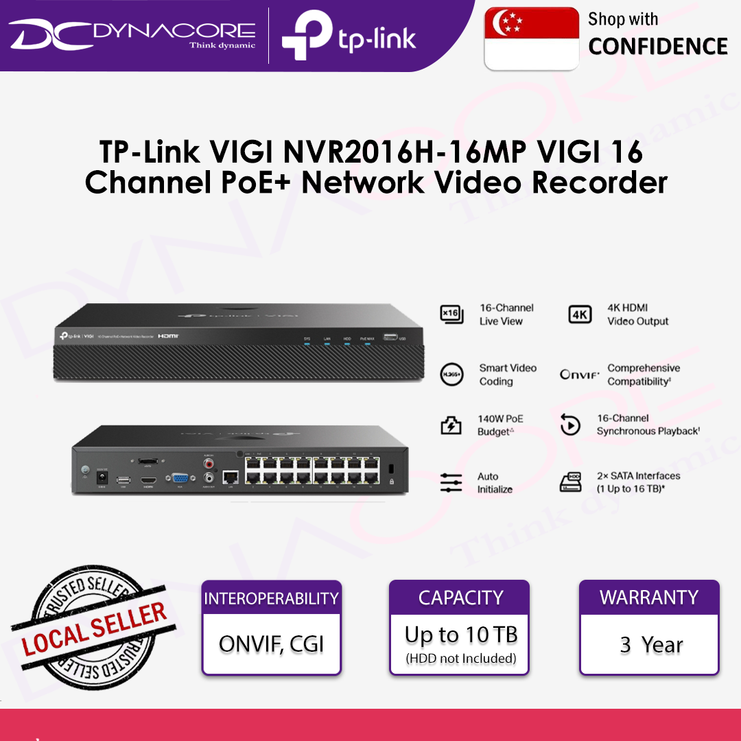 TP-LINK VIGI NVR2016H-16MP 16PORT NVR POE+ 2xHDD SLOT - 4895252504026
