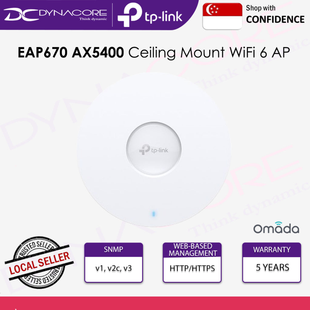 TP-Link EAP670 AX5400 Ceiling Mount WiFi 6 Access Point - 4895252506181