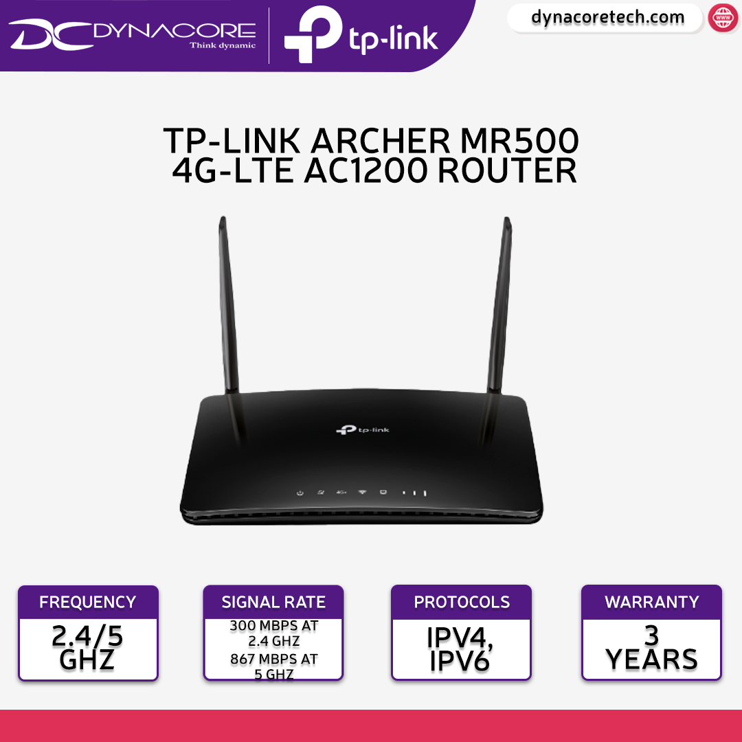 TP-Link ARCHER MR500 4G+ Cat6 AC1200 Wireless Dual Band Gigabit Sim Card Router - 4897098682845