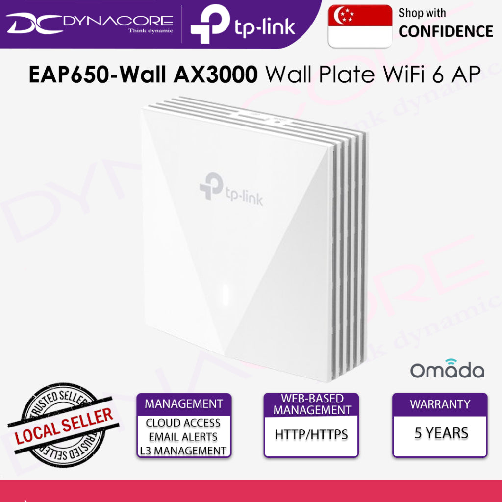 TP-Link EAP650-Wall AX3000 Wall Plate WiFi 6 Access Point - 4897098683569