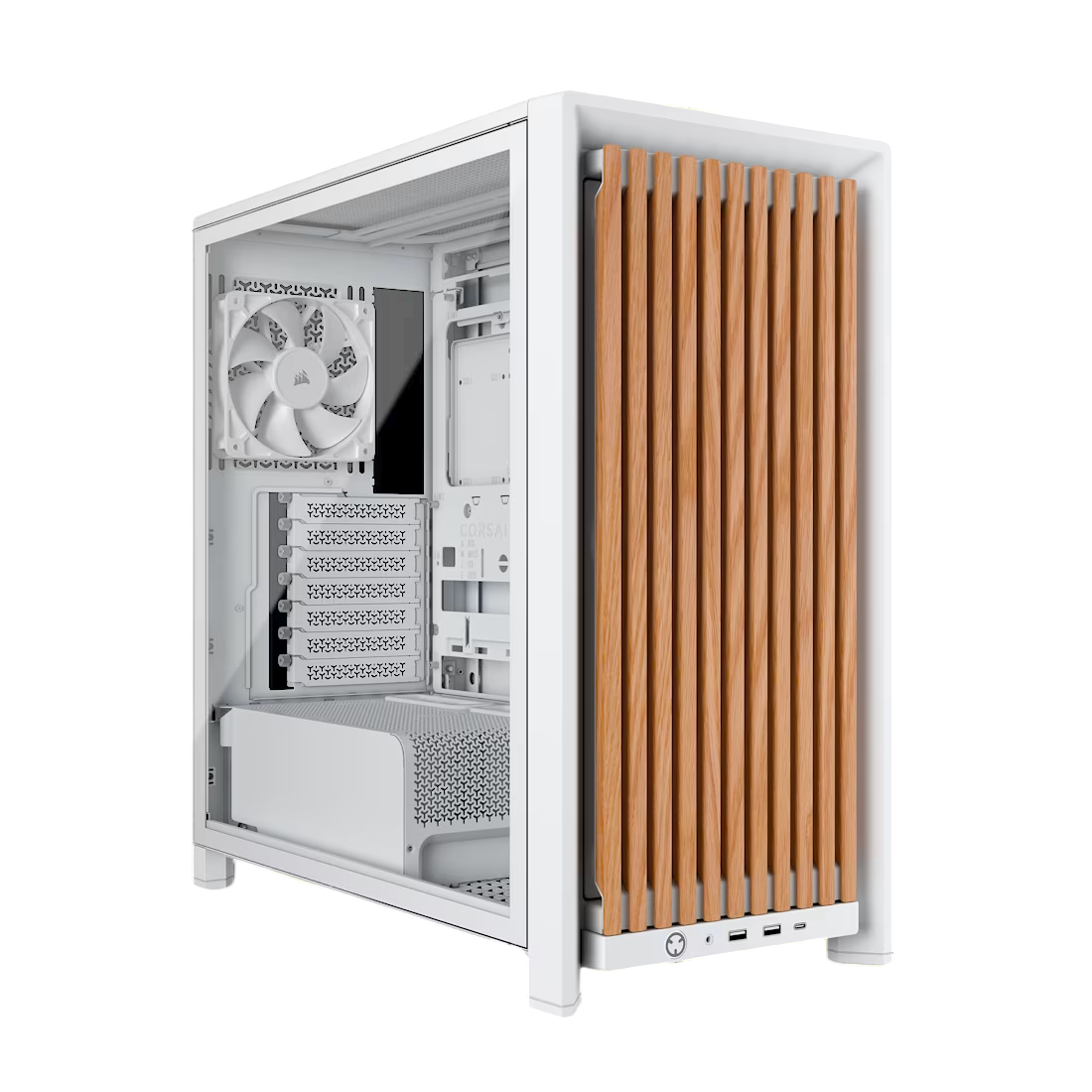 Corsair FRAME 4000D WOOD RS Modular Mid-Tower PC Case - White and Oak - CS-CC-9011341-WW