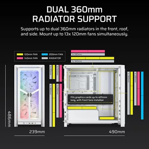 Corsair FRAME 4000X RS Mid-Tower PC Case - White - CS-CC-9011303-WW