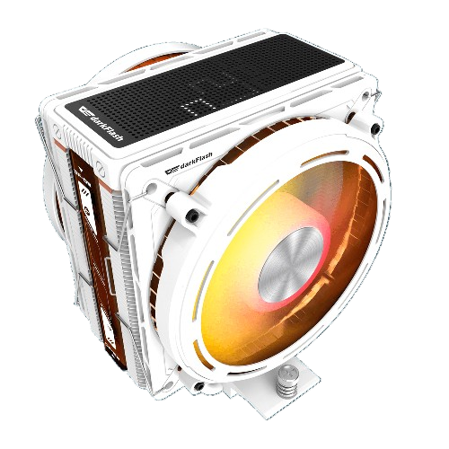 DarkFlash E400 Plus CPU Air Cooler Dual 120mm PWM ARGB Fans - White - E400 PLUS WHITE
