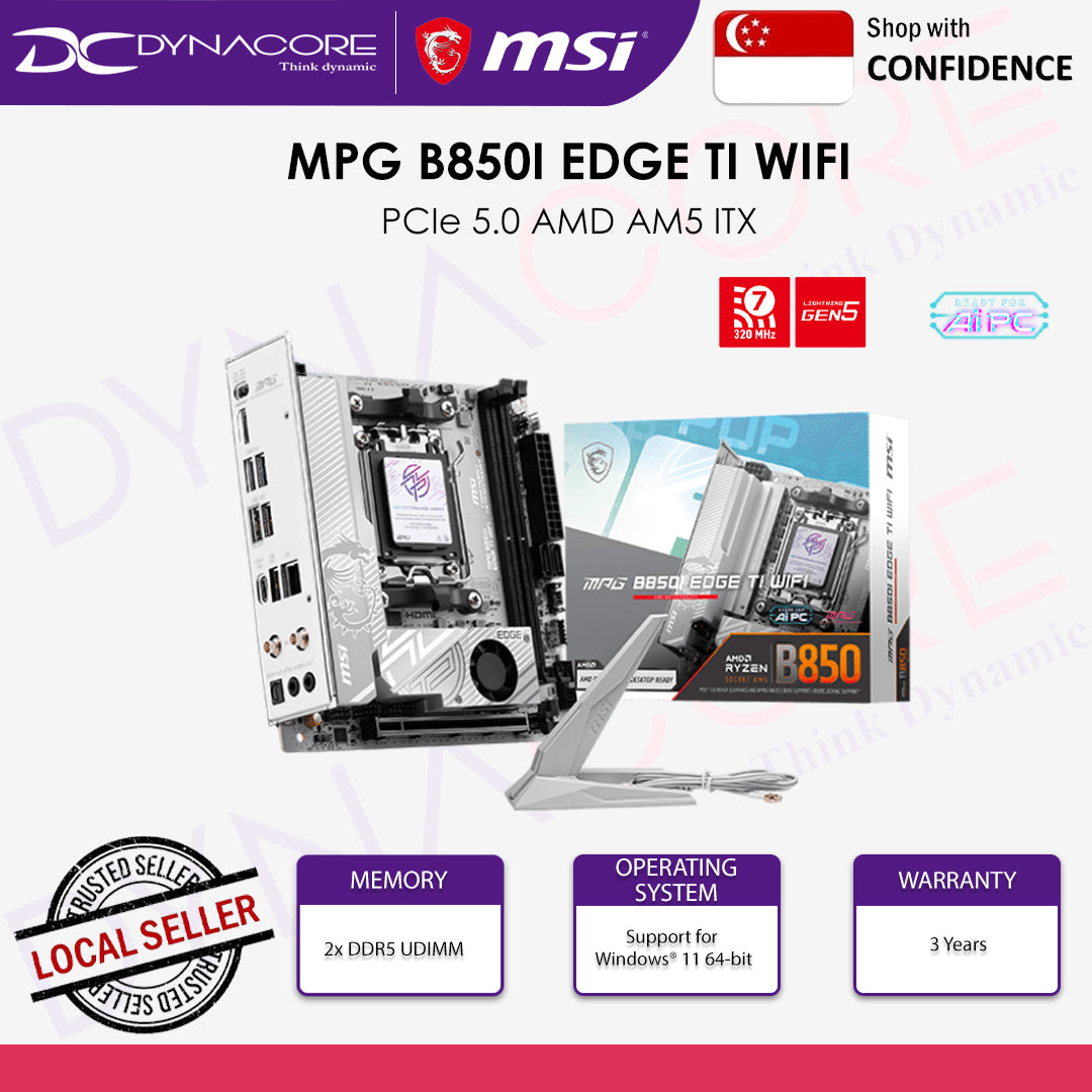 MSI MPG B850i EDGE TI WIFI AM5 ITX MOTHERBOARD(3YRS) - 4711377360906