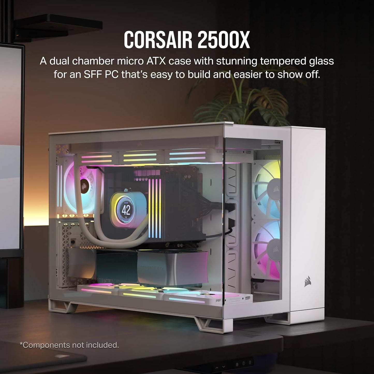Corsair 2500X Micro ATX Dual Chamber PC Case - White -CS-CC-9011266-WW