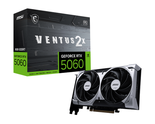 MSI GEFORCE RTX 5060 8G VENTUS 2X OC 8GB GDDR7 GRAPHICS CARD - 4711377344272
