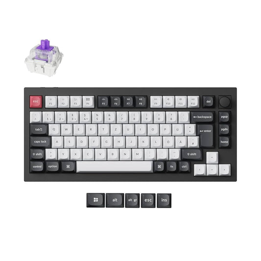 KEYCHRON KYCN-Q1H-M1 KEYCHRON Q1 HE 75% 82KEY, CARBON BLACK, KNOB, PURPLE RGB HOT-SWAP GATERON 2.0 MAGNETIC SWITCH - 4895248871347