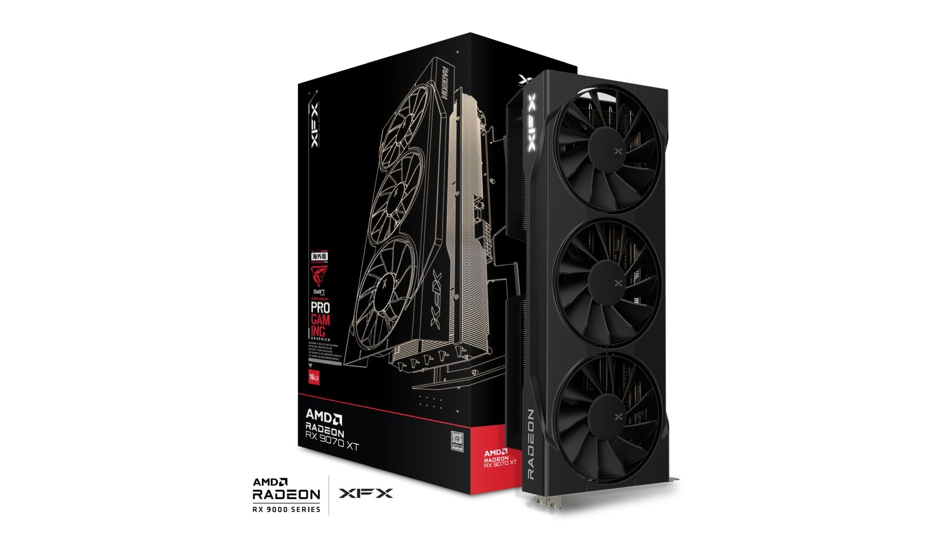 XFX SWIFT AMD RADEON RX9070XT TRIPLE FAN GAMING BLACK/WHITE 16GB TRIPLE FAN GDDR6(2YRS) - 840191502750, 840191502767   )