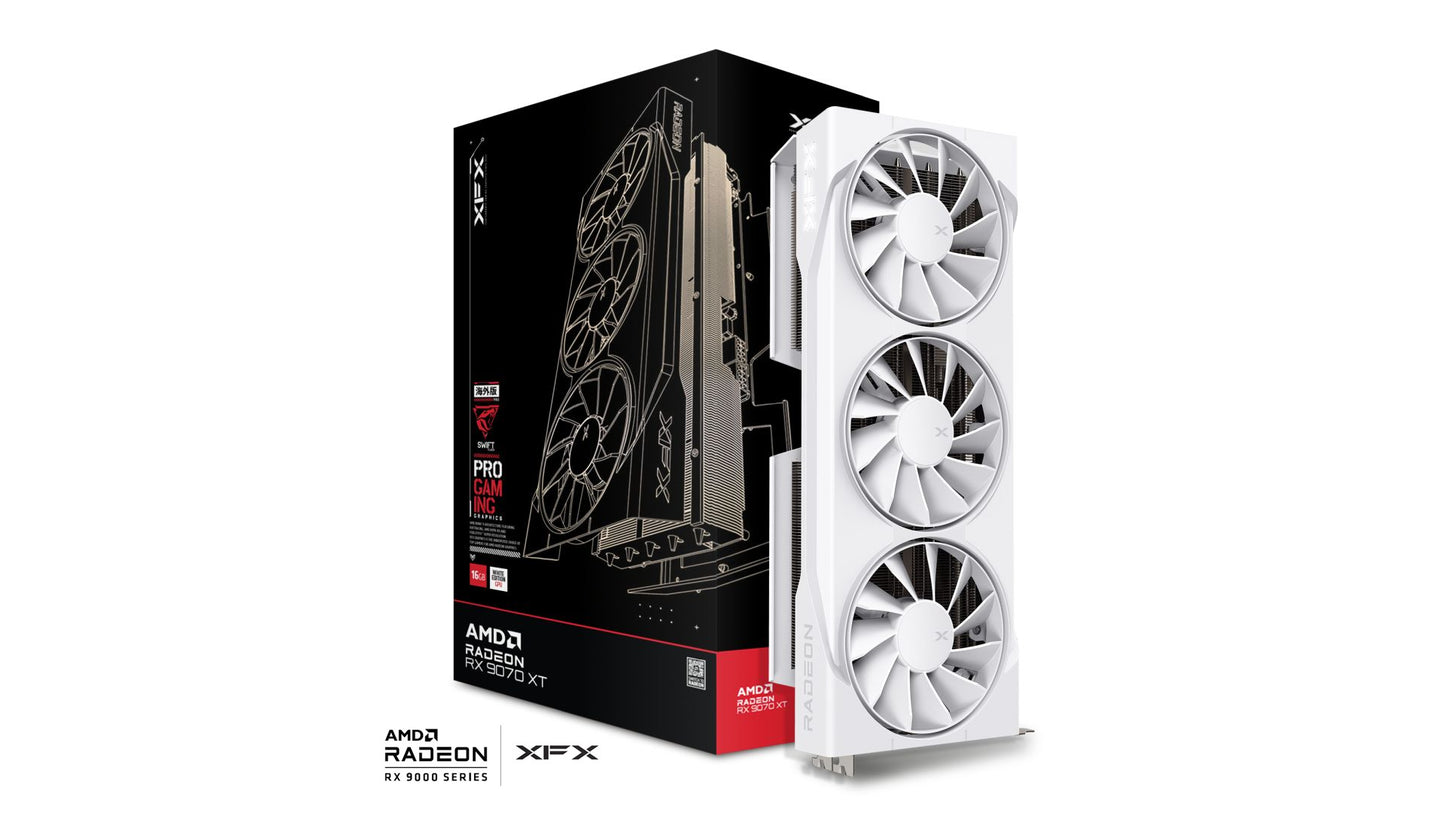 XFX SWIFT AMD RADEON RX9070XT TRIPLE FAN GAMING BLACK/WHITE 16GB TRIPLE FAN GDDR6(2YRS) - 840191502750, 840191502767   )