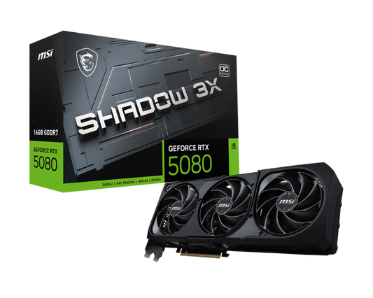 MSI GEFORCE RTX5080 16GB SHADOW 3X OC TRIPLE FAN GDDR7(3YRS) - 4711377292498