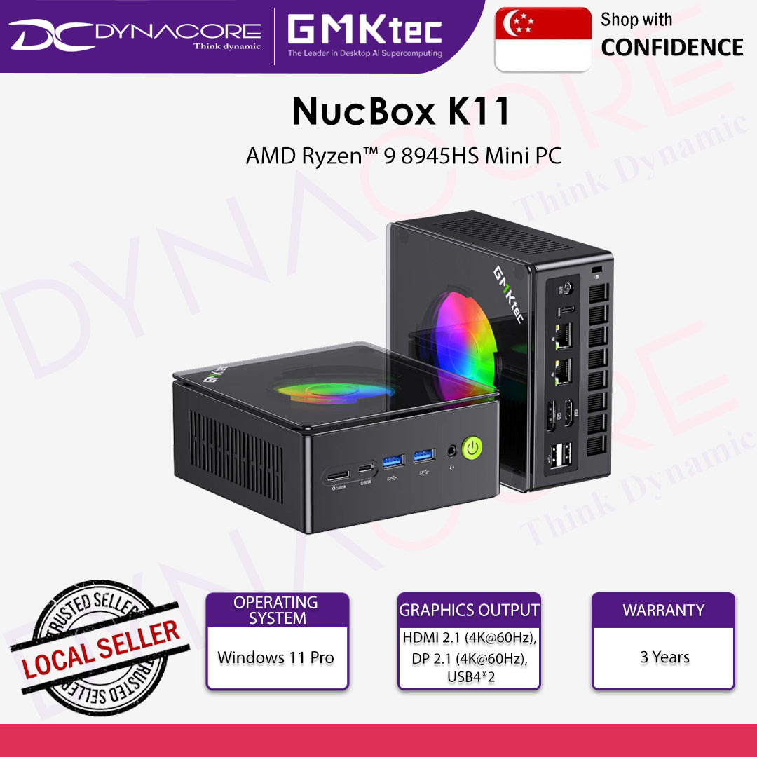 GMKtec NucBox K11 Complete Mini PC - AMD Ryzen 9 8945HS, 32GB RAM, 1TB SSD, Win 11 PRO - 6972570963495